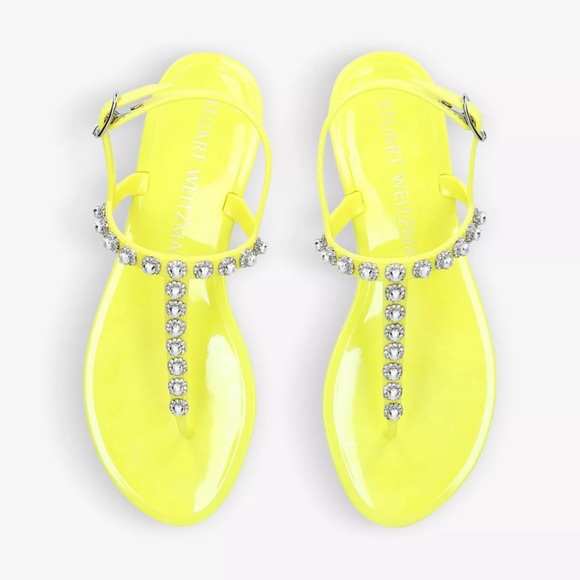 STUART WEITZMAN PEARL CRYSTAL-EMBELLISHED JELLY THONG SANDALS - Picture 1 of 10